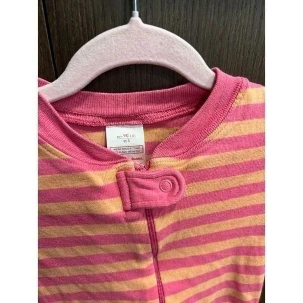 Hanna Andersson stripe pink sleepers size 90‎ 3